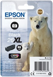 26 XL | 1x Foto Zwart | Origineel | Cartridges voor Epson