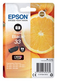 33 | 1x Foto Zwart | Origineel | Cartridges voor Epson