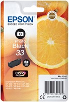 33 | 1x Foto Zwart | Origineel | Cartridges voor Epson