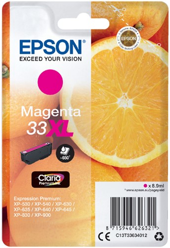 33 XL | 1x Magenta | Origineel | Cartridges voor Epson