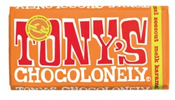 Chocolade Tony's Chocolonely melk karamel zeezout reep 180gr