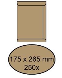 Envelop akte IEZZY 175x265mm zelfklevend 90gr bruin 250 stuks