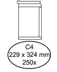 Envelop Hermes akte C4 229x324mm zelfklevend wit doos à 250 stuks