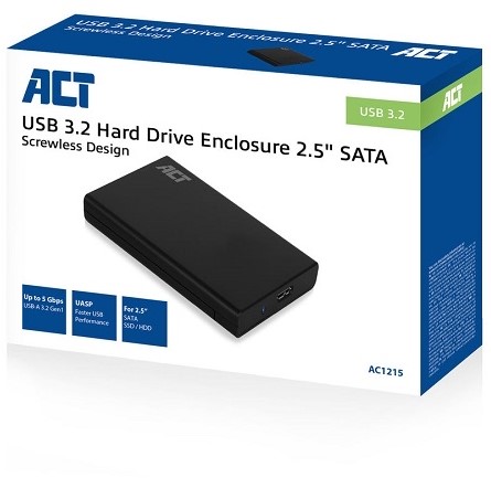 ACT USB 3.1 Gen1 (USB 3.0) Schroefloze 2.5 inch SATA HDD/SSD behuizing-2