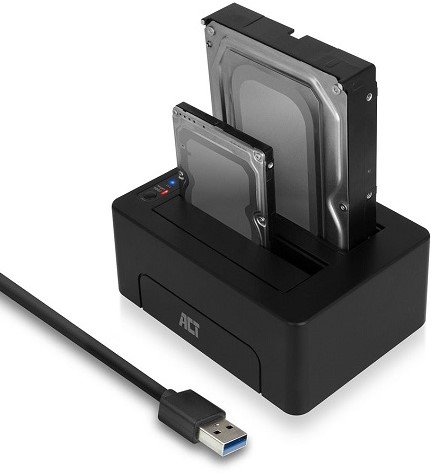ACT Dual Docking Station USB 3.1 Gen1 (USB3.0) voor 2.5 en 3.5 inch SATA HDD/SSD-2