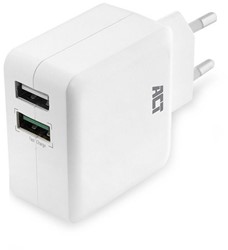 ACT | Oplader | USB-A | 230 Volt | 2-Poorts | 1x Quick Charge 3.0 Poort | 3.0A | 30 W