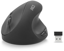 ACT Draadloze ergonomische muis, USB nano-ontvanger, 1600 dpi, zwart