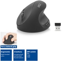 ACT Draadloze ergonomische muis, USB nano-ontvanger, 1600 dpi, zwart-2