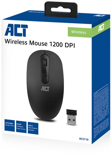 ACT | Muis | Draadloos | 1200 DPI | Zwart-3