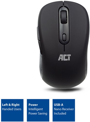 ACT | Muis | Draadloos | DPI Switch | 1000-1200-1600 DPI | Zwart-2