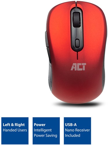 ACT | Muis | Draadloos | DPI Switch | 1000-1200-1600 DPI | Rood-2