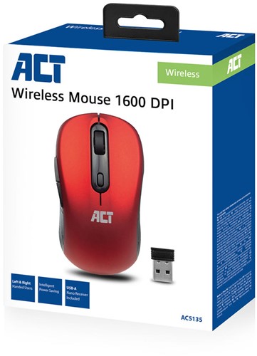 ACT | Muis | Draadloos | DPI Switch | 1000-1200-1600 DPI | Rood-3