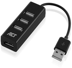ACT | Hub | 4-Poorts | USB 2.0 | Blok | Zwart