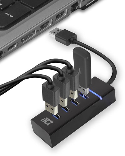 ACT | Hub | 4-Poorts | USB 3.0 | Blok | Zwart-3