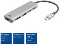 ACT | Hub | USB-C | 2x USB C | 2 x USB-A 3.2 Gen 1 | Space Gray