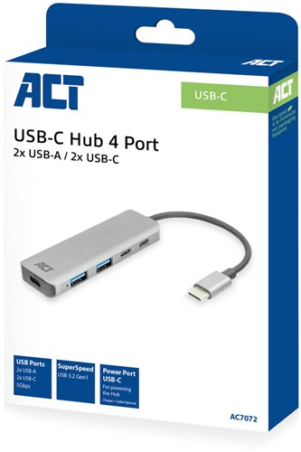 ACT | Hub | USB-C | 2x USB C | 2 x USB-A 3.2 Gen 1 | Space Gray-2