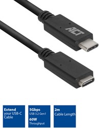 ACT | Verlengkabel | USB-C male | USB-C female | 2 mtr
