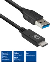 ACT USB 3.2 | A Male - Type-C kabel 1m | 5Gbps | Power Delivery 60W-2
