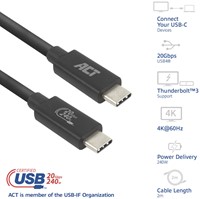 ACT | Aansluitkabel | USB4 | 20Gbps | USB Type-C | Thunderbolt | 240W | USB-IF gecertificeerd | 4K@60Hz | 2 m-2