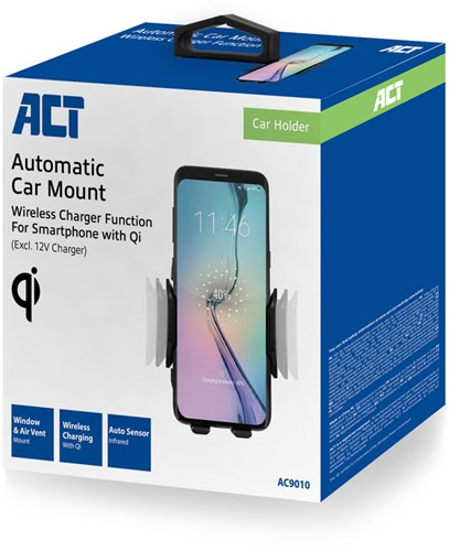 ACT | Smartphonehouder | 12 volt | Sluit Automatische | Qi LAder | Quick Charge | Ventilatierooster | Raam Houder-3