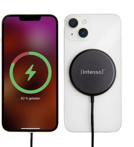Intenso | Oplader | Draadloos | Qi Lader | MagSafe compatible | MB1 | Snellaad funtie | Zwart