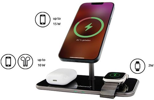 Intenso | Oplader | Draadloos | Qi Lader | Apple MagSafe | 15 Watt | MB13 | 3in1-3