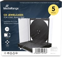 MediaRange | CD Jewelcase | 10.4mm | 2 Disc | Zwart | 5 Stuks