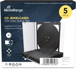 MediaRange | CD Jewelcase | 10.4mm | 2 Disc | Zwart | 5 Stuks