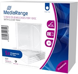 MediaRange | CD Jewelcase | 10.4mm | 1 Disc | Transparant | 5 Stuks