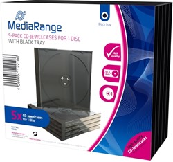 MediaRange | CD Jewelcase | 10.4mm | 1 Disc | Zwart | 5 Stuks
