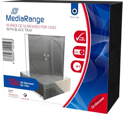 MediaRange | CD Slimcase | 5.2mm | 1 Disc | Zwart | 10 Stuks