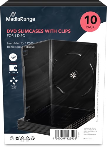 MediaRange | DVD Videobox | Slimline | 7mm | 1 Disc | Zwart | 10 Stuks