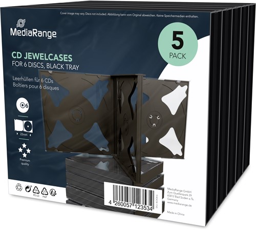 MediaRange | CD Jewelcase | 6 Disc | Zwart | 5 Stuks-2