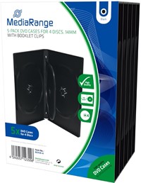 MediaRange | DVD Videobox | 14mm | 4 Disc | Zwart | 5 Stuks