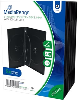 MediaRange | DVD Videobox | 14mm | 4 Disc | Zwart | 5 Stuks