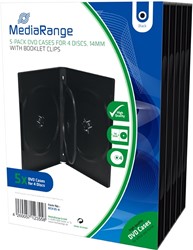 MediaRange | DVD Videobox | 14mm | 4 Disc | Zwart | 5 Stuks