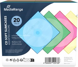 MediaRange | CD Slimcase | Soft | 5.2mm | 1 Disc | Transparant | 5 Kleuren | 20 Stuks