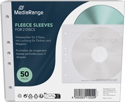 MediaRange | Hoesjes | Ordner | Ringband | 2 Disc | Wit | 50 Stuks