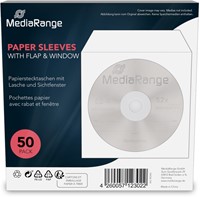 MediaRange | Hoesjes | CD/DVD | Papier | Insteekflap | Venster | 1 Disc | Wit | 50 Stuks