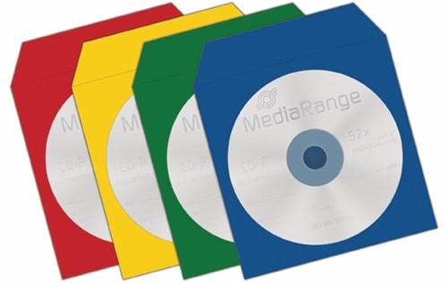 MediaRange | Hoesjes | CD/DVD | Papier | Insteekflap | Venster |  1 Disc | 4 kleuren | 100 Stuks-2