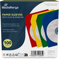 MediaRange | Hoesjes | CD/DVD | Papier | Insteekflap | Venster |  1 Disc | 4 kleuren | 100 Stuks