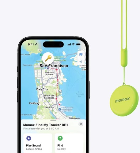 Momax | Apple Zoek mijn app | Find My Tracker | BR7 | Pinpop | Zwart-2