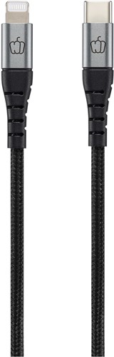 Pepper Jobs | Oplaadkabel | Datakabel | USB-C | Lightning | 1,2 mtr | Nylon | Zwart