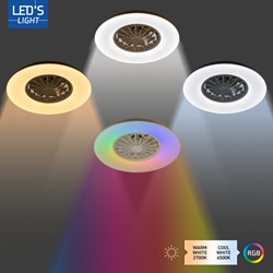 Led | Plafondventilator | LED Verlichting | Incl. Afstandbediening | 2700K-6500K-RGB kleuren | Dimbaar | Ø60cm