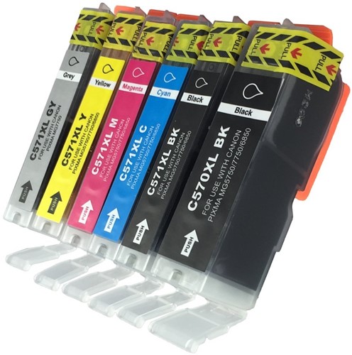 PGI-570 XL | CLI-571 XL | 6 Pack | Huismerk | Cartridges voor Canon
