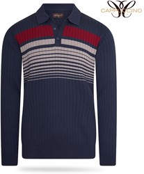 Mestre Polo L/S Knit Navy/Grey/Red