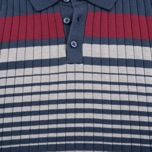 Mestre Polo L/S Knit Navy/Grey/Red S-3