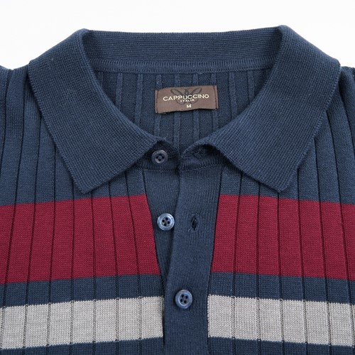 Mestre Polo L/S Knit Navy/Grey/Red S-2
