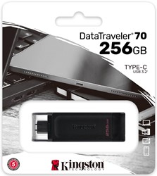 Kingston | USB Stick | 256 GB | USB-C 3.2 Gen-1 | DataTraveler 70 | Zwart