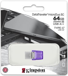 Kingston | USB Stick | 64 GB | USB 3.2 Gen-1 | USB-A | USB-C | DataTraveler Dual | 200R | Small | Paars